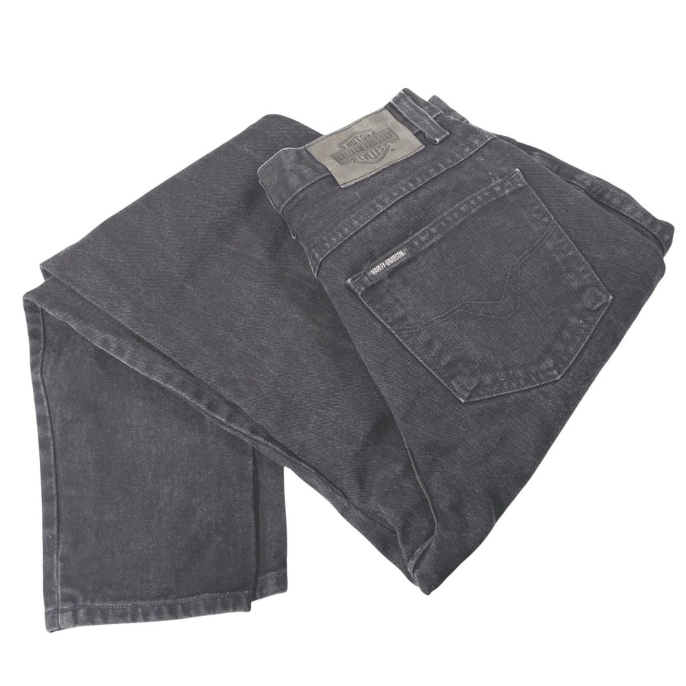 Harley-Davidson 10R Black‎ Denim Jeans High Waisted Straight Classic Bikercore